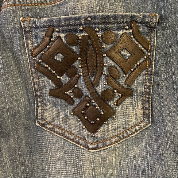 Code Blue Medium Wash Bootcut Flare Jeans Distress - Picture 7 of 9